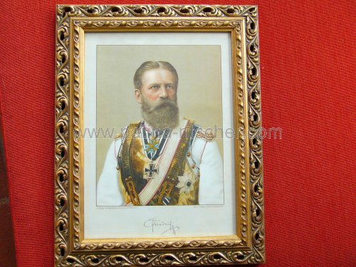 Farbdruck litographiert, um 1900, Kaiser Friedrich von Preußen darstellend. - 