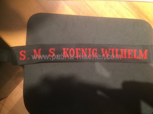 Kaiserliches Marinemützenband  der S.M.S. König Wilhelm in Rot !!! - 